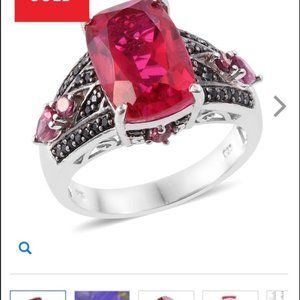 Rubbelite color quartz, Silver Ring size 6